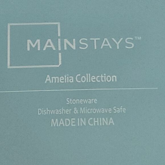 Amelia Topaz Teal Blue Dinner Plates MainStays Stoneware Set of 2 - Picture 4 of 7